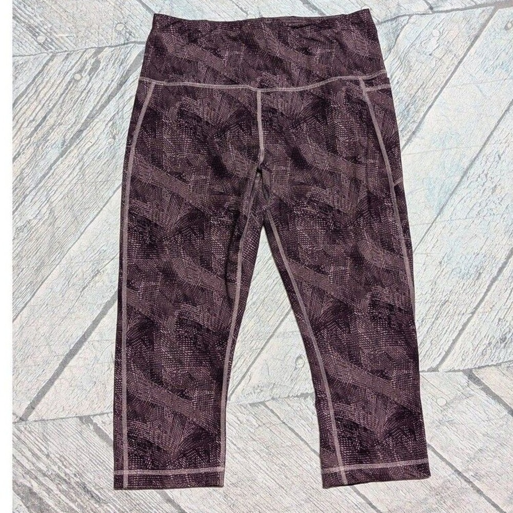 Y2K Purple Tie Dye Athletic Capri Leggings Reebok Large Gymcore Activewear